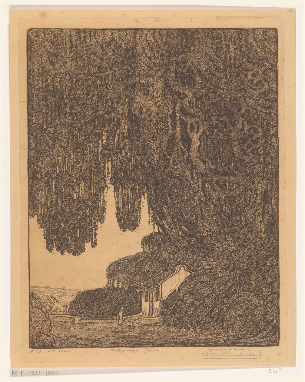 ジャワ島のスマラン近くにあるチャペル 中国の礼拝所（原題） 作： Wijnand Otto Jan Nieuwenkamp（アーティストによる署名）