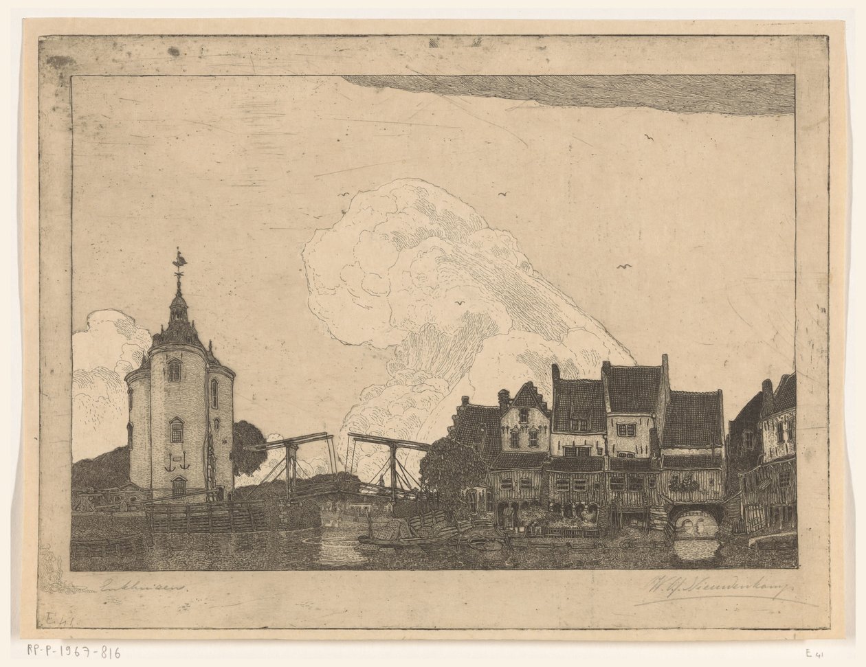 エンクハイゼンの港（原題） 作： Wijnand Otto Jan Nieuwenkamp（アーティストによる署名）