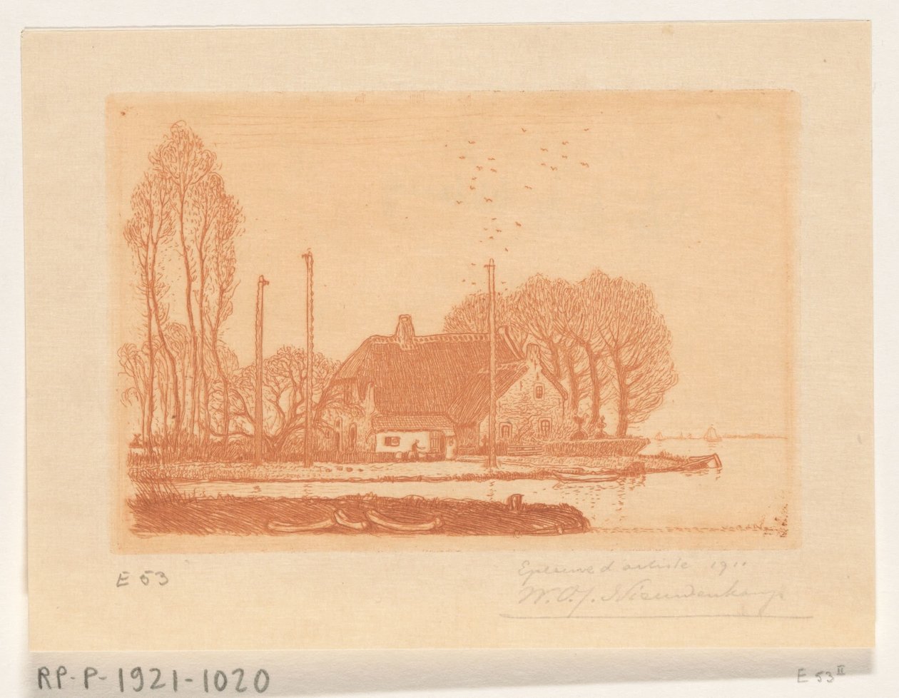 Oude Weteringの水辺の家 The Old Wetering (原題) 作： Wijnand Otto Jan Nieuwenkamp（アーティストによる署名）