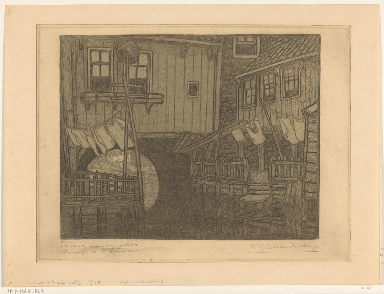 エンクハイゼン港の家々 エンクホイゼンの街並み（原題） 作： Wijnand Otto Jan Nieuwenkamp（アーティストによる署名）