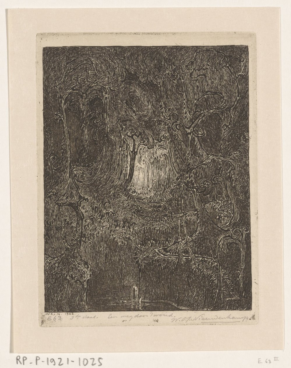 ジャワのジャングル 森の中の道 (原題) 作： Wijnand Otto Jan Nieuwenkamp（アーティストによる署名）