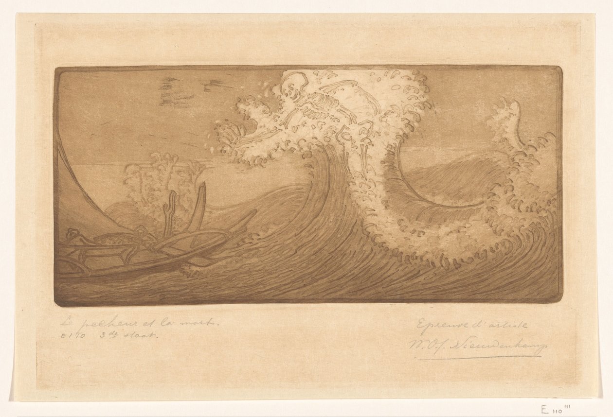 海と死の漁師 旅人と死（原題） Le Pêcheur et la Mort (オブジェクトのタイトル) 作： Wijnand Otto Jan Nieuwenkamp（アーティストによる署名）