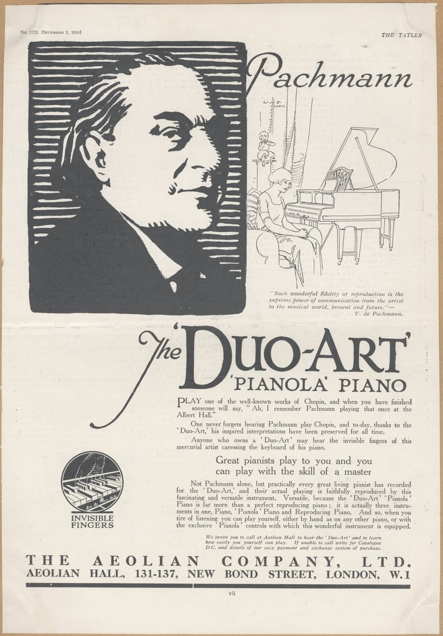 エオリアン社のピアノ（1924年 作： ウィルフレッドフライヤー