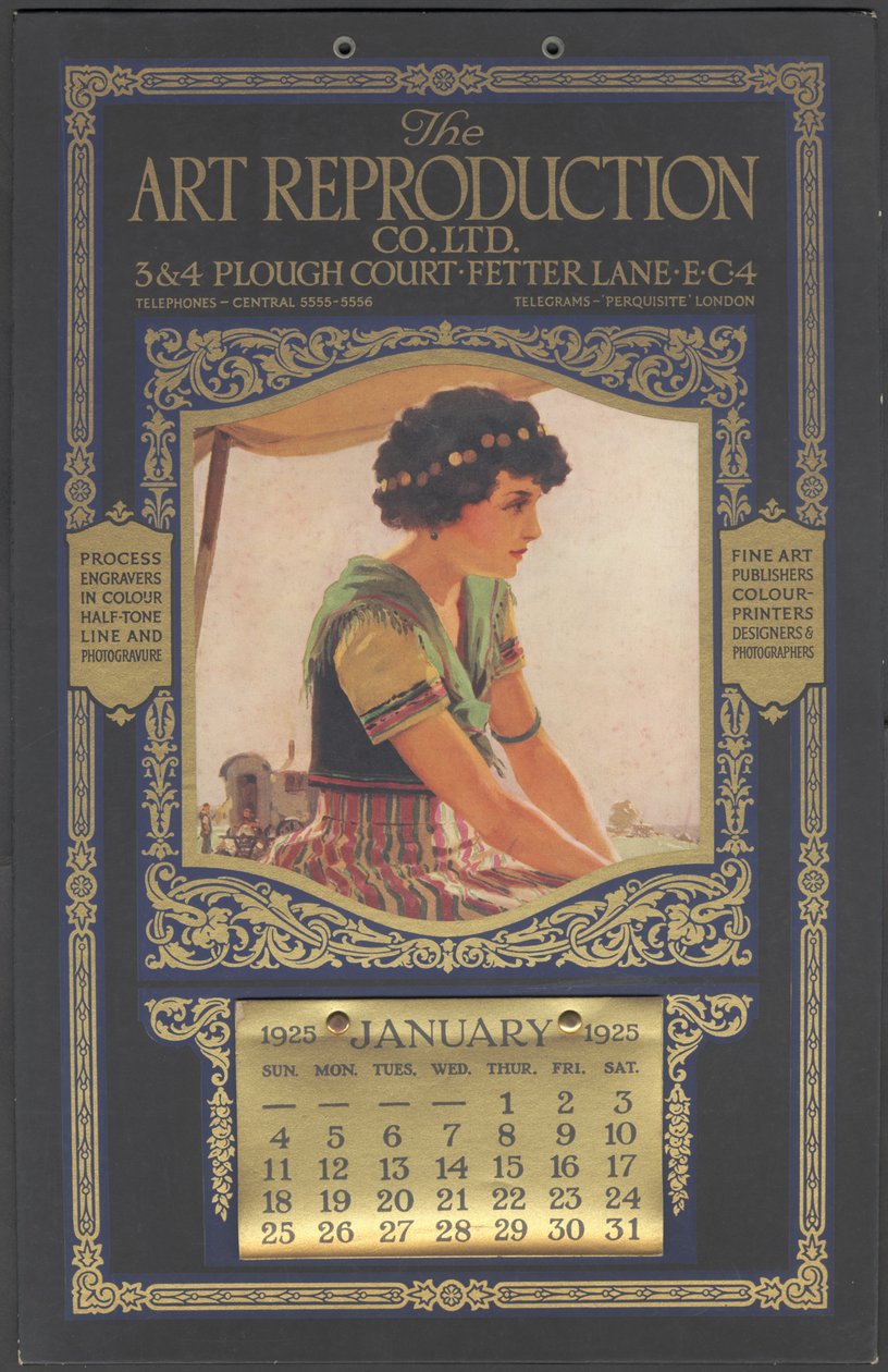 The Art Reproduction Company カレンダー、1925 年 作： ウィルフレッドフライヤー