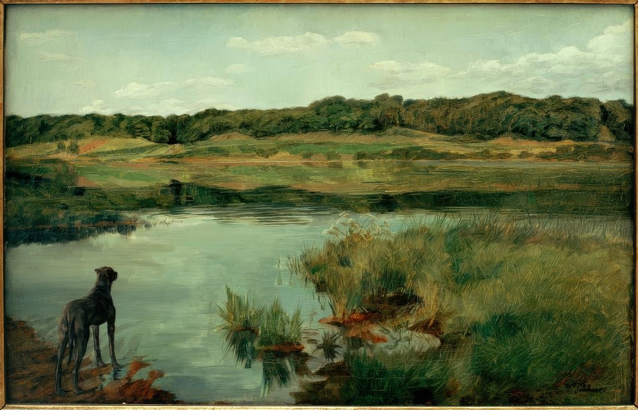 W.Trübner、Dogge amWeßlingerSee 作： ヴィルヘルム・トリューブナー