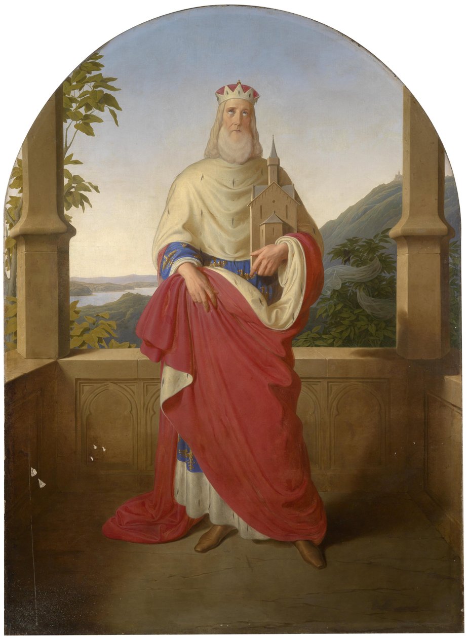 Bogdan Mandic, ou Frere Leopold dit Leopold de Castelnuovo - Saint Leopold devant le Danube et la montagne Leopoldsberg - ドナウ川の景色の前にいる聖レオポルドと背景にあるレオポルドスベルク、Rieder, Wilhelm August (1796-1880)作。油彩・キャンバス 作： ウィルヘルム・アウグスト・リーダー