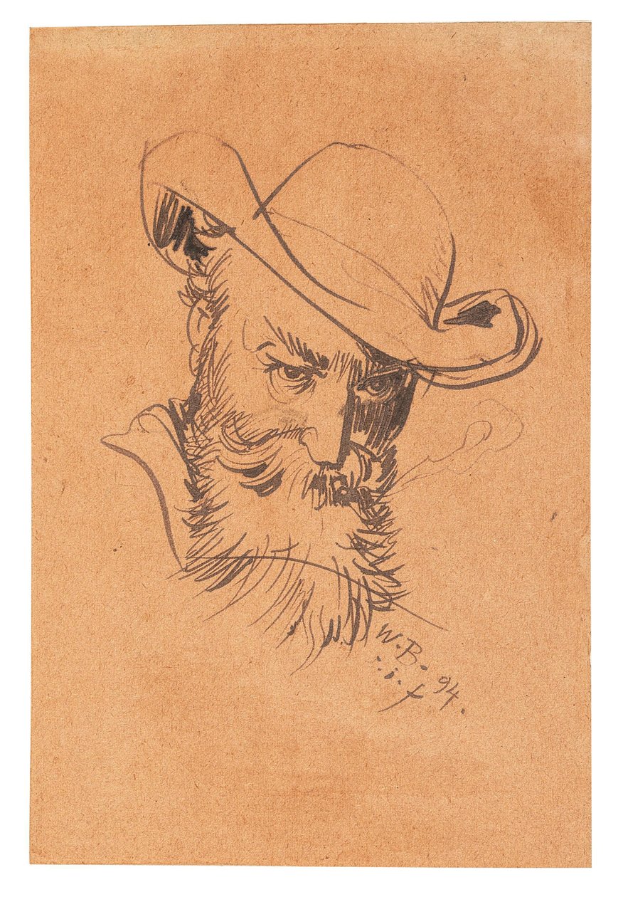 帽子をかぶった自画像、1894 年。 作： ヴィルヘルムブッシュ