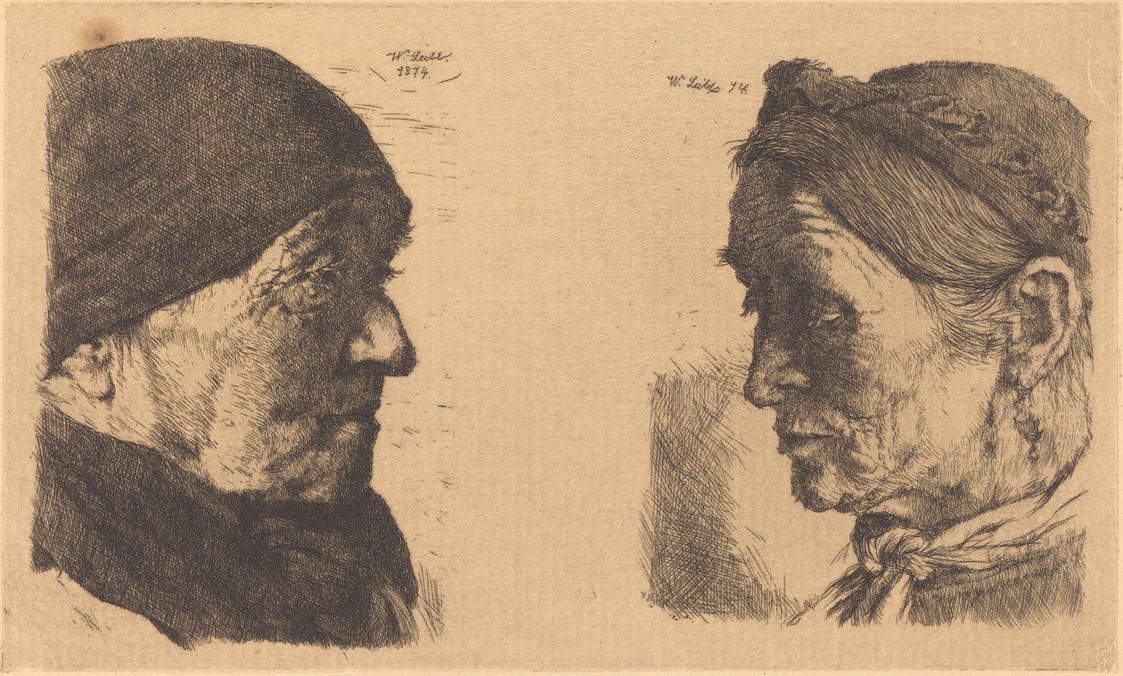 肖像画, の, a, 年老いた, 農婦, 横顔, へ, 右, そして, 農夫, 女, ∥で∥, 閉じられた, 目 作： ヴィルヘルム・マリア・フーベルトゥス・ライブル