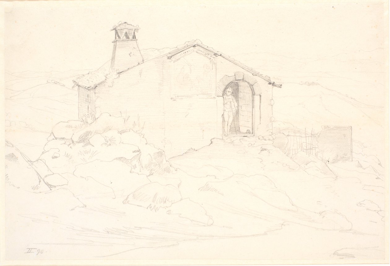 小屋のある山の風景 作： ウィルヘルム・マーストランド