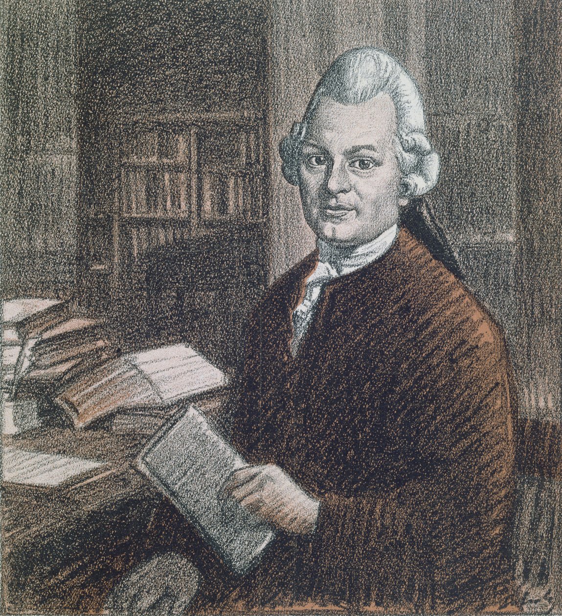Gotthold Ephraim Lessing (1729-81) の肖像、「Simplicissimus」誌のイラスト 作： ウィリアム・シュルツ
