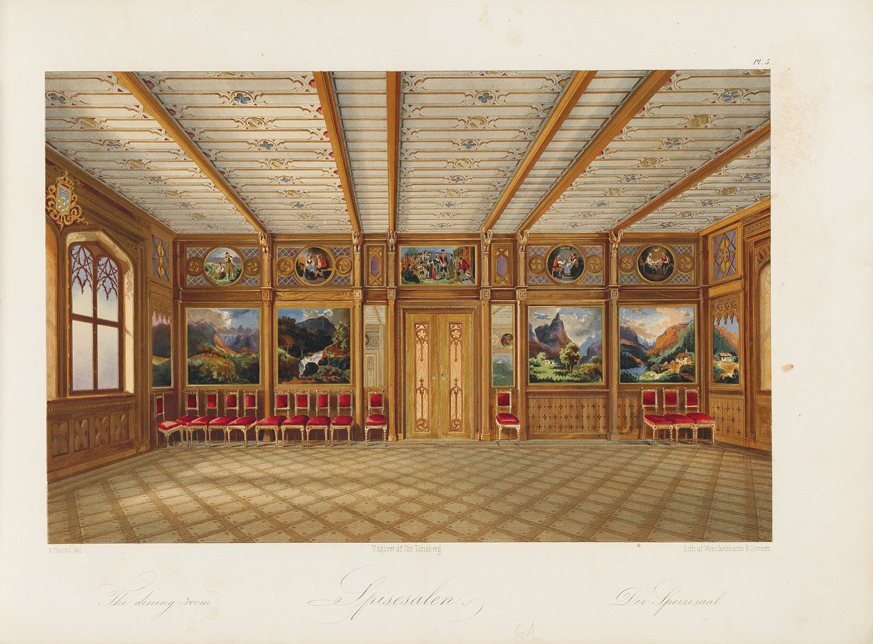 オスカーシャルダイニングルーム、1852年 作： ウィルヘルム・フォン・ハンノ