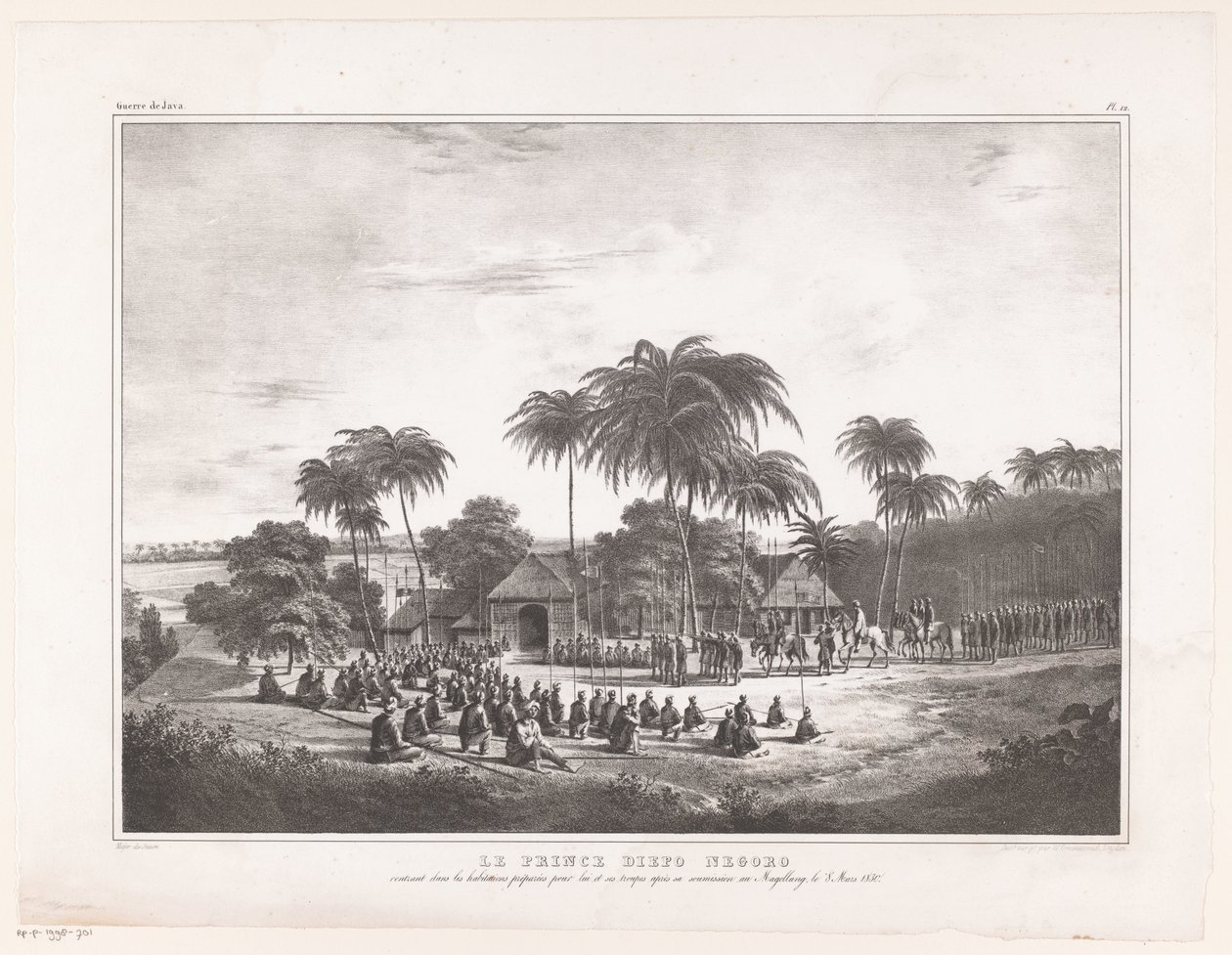 Aankomst van Prins Diepo Black in MagelangLe Prince Diepo Black (オブジェクトのタイトル)Atlas Memoirs on the War of the Island of Java 1825 to 1830 (series title) 作： Wilhelmus van Groenewoud