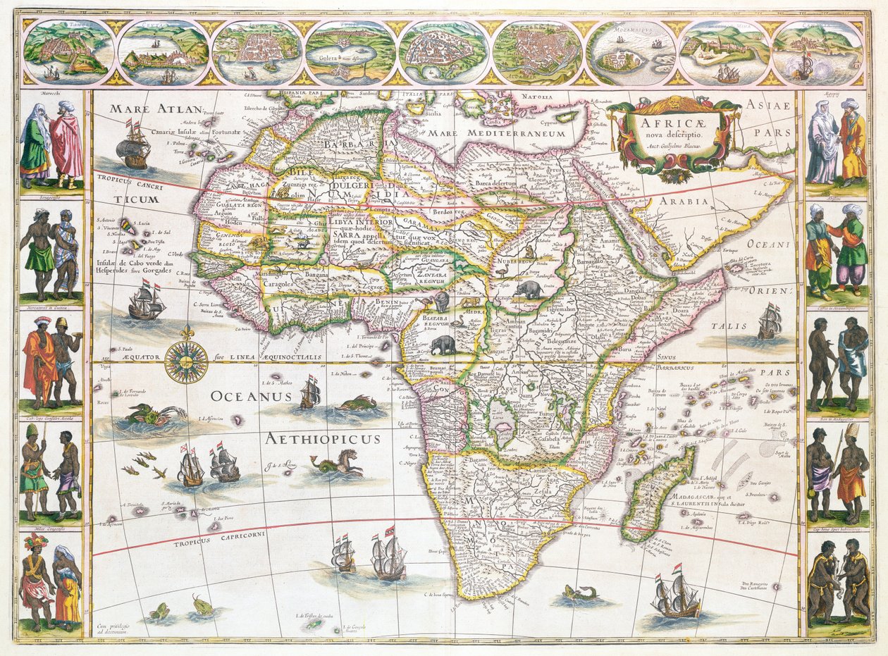 アフリカノヴァ、1617年頃（カラー彫刻） 作： ウィレム・ヤンスーン・ブラウ