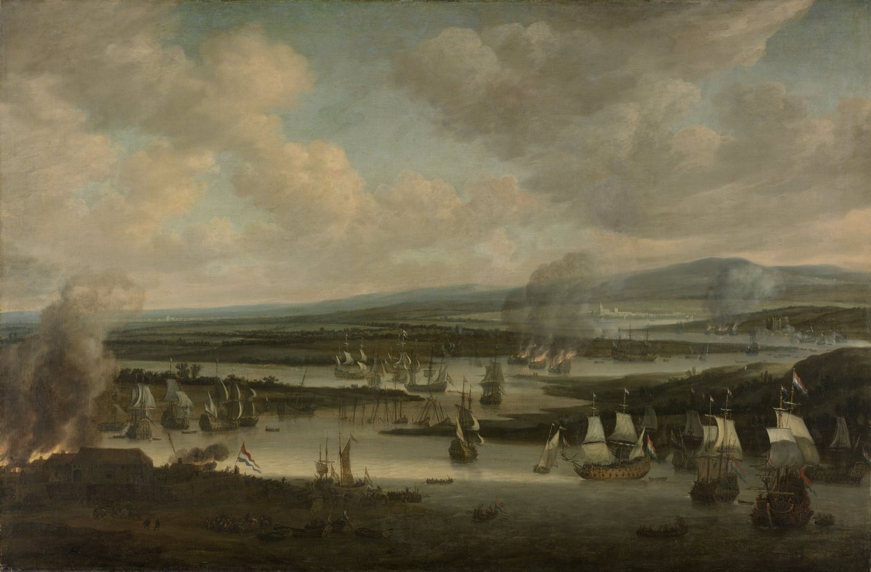 チャタムでのイギリス艦隊の燃焼、1667年6月、1667〜78年6月 作： ウィレム・シェルリンクス