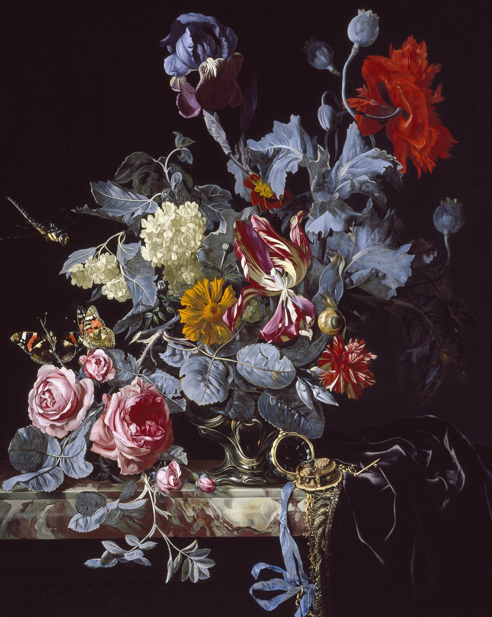 時計付きの花瓶 作： ウィレム・ファン・アエルスト