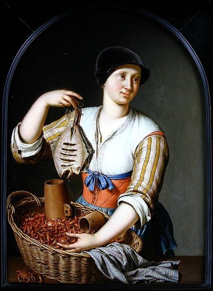 魚の妻、1725 作： ウィレム・ヴァン・ミーリス
