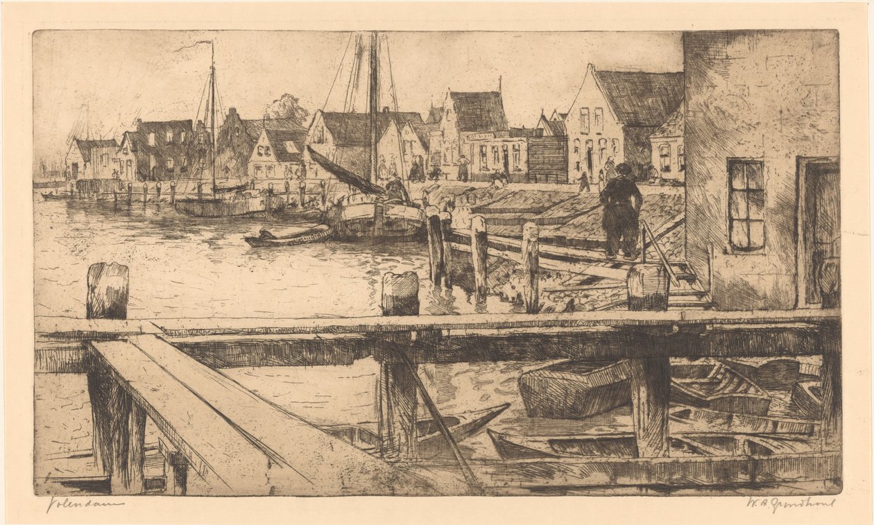 Volendam (オブジェクトの元のタイトル) 作： Willem Adrianus Grondhout（アーティストによる署名）