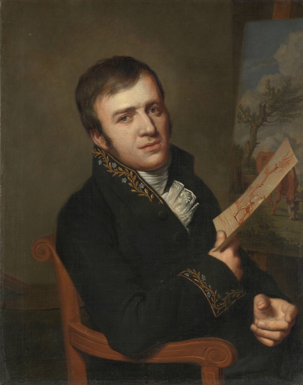 Jan (Baptist) Kobell II (1778-1814)、画家、王立科学、文学、美術のメンバーの制服を着た 作： Willem Bartel van der Kooi