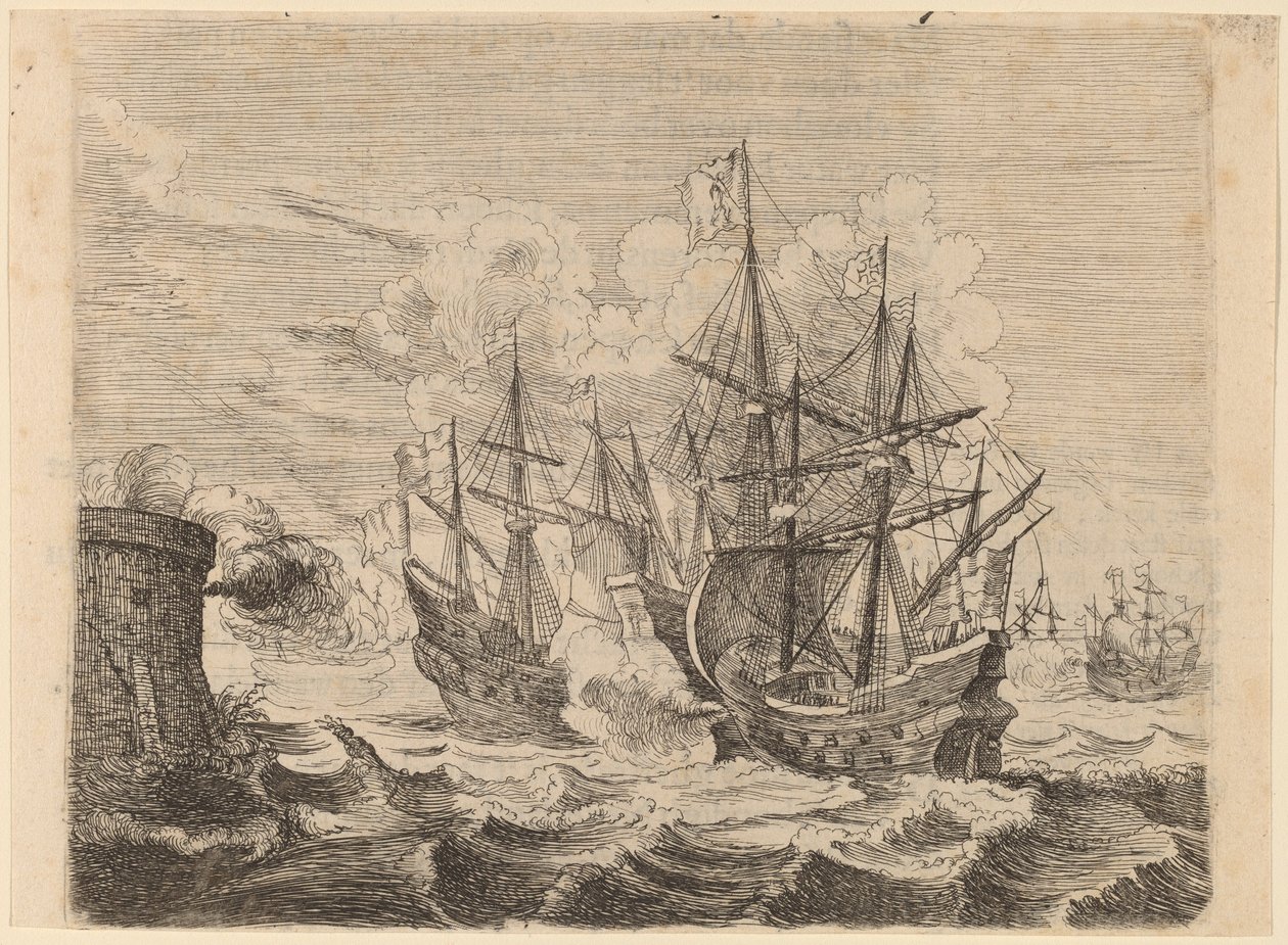 1634年、ジブラルタルでのスペイン艦隊に対するヘムスケルクの勝利。 作： ウィレム・バッセ