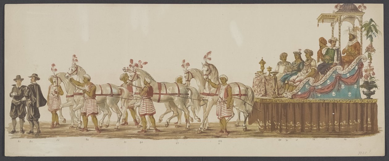 1862年のデルフトパレード、第6グループ デルフトのロイヤル アカデミーの第 4 ラストラム - Ao。 1862年 - 衣装を着たオプトグト (オブジェクトのシリーズタイトル) 作： Willem Bernardus IJzerdraat
