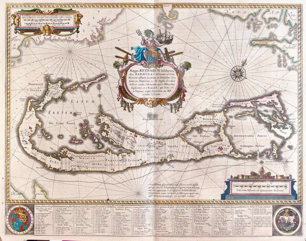 バミューダ（アムステルダム、ウィレム・ブラウ著『Theatrum Orbis Terrarum, sive Atlas Novus』所収 作： ウィレム・ブルー