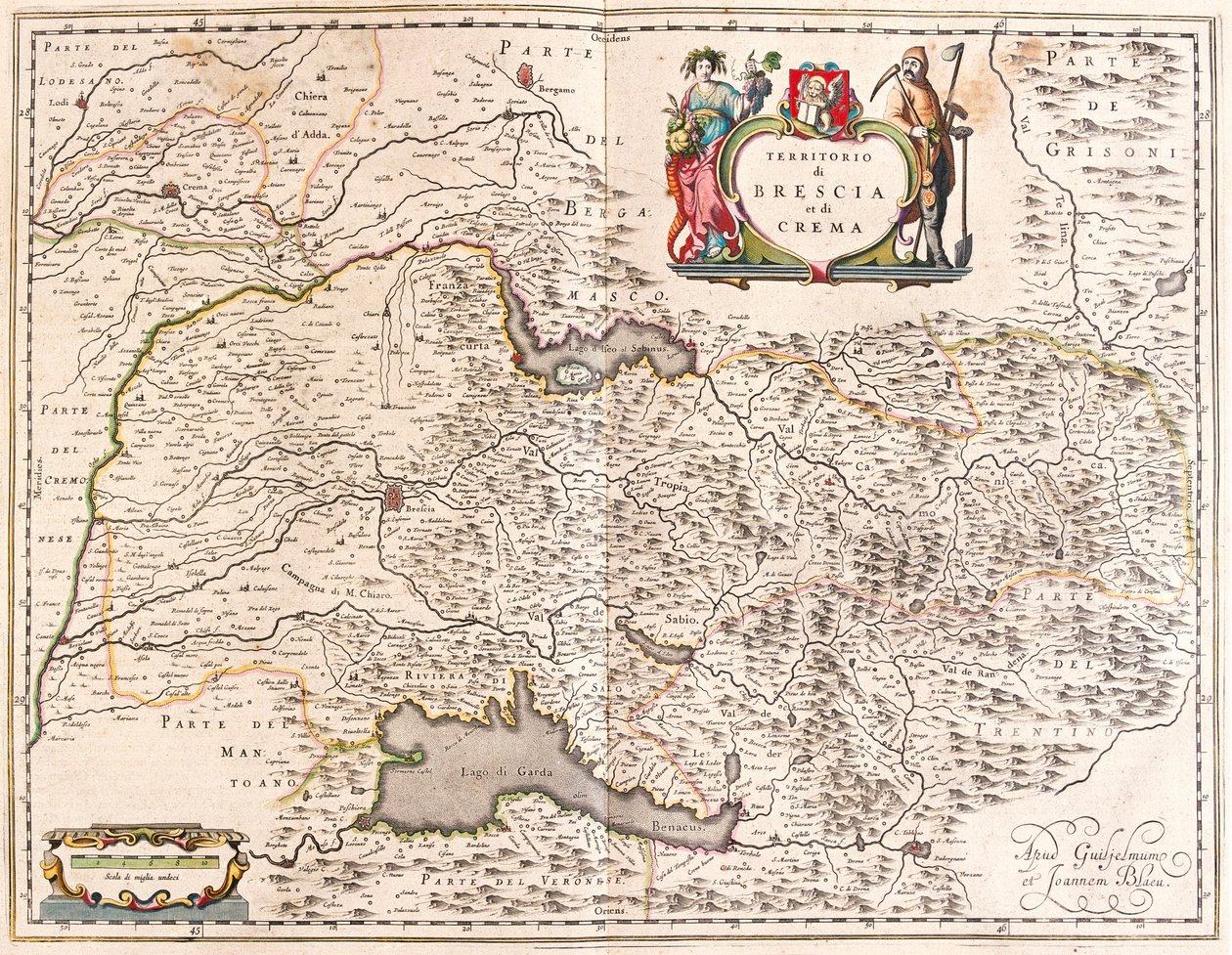 アムステルダム、ウィレム・ブラウ作「Theatrum Orbis Terrarum, sive Atlas Novus」所収、イタリア、クレマ、ブレシア 作： ウィレム・ブルー