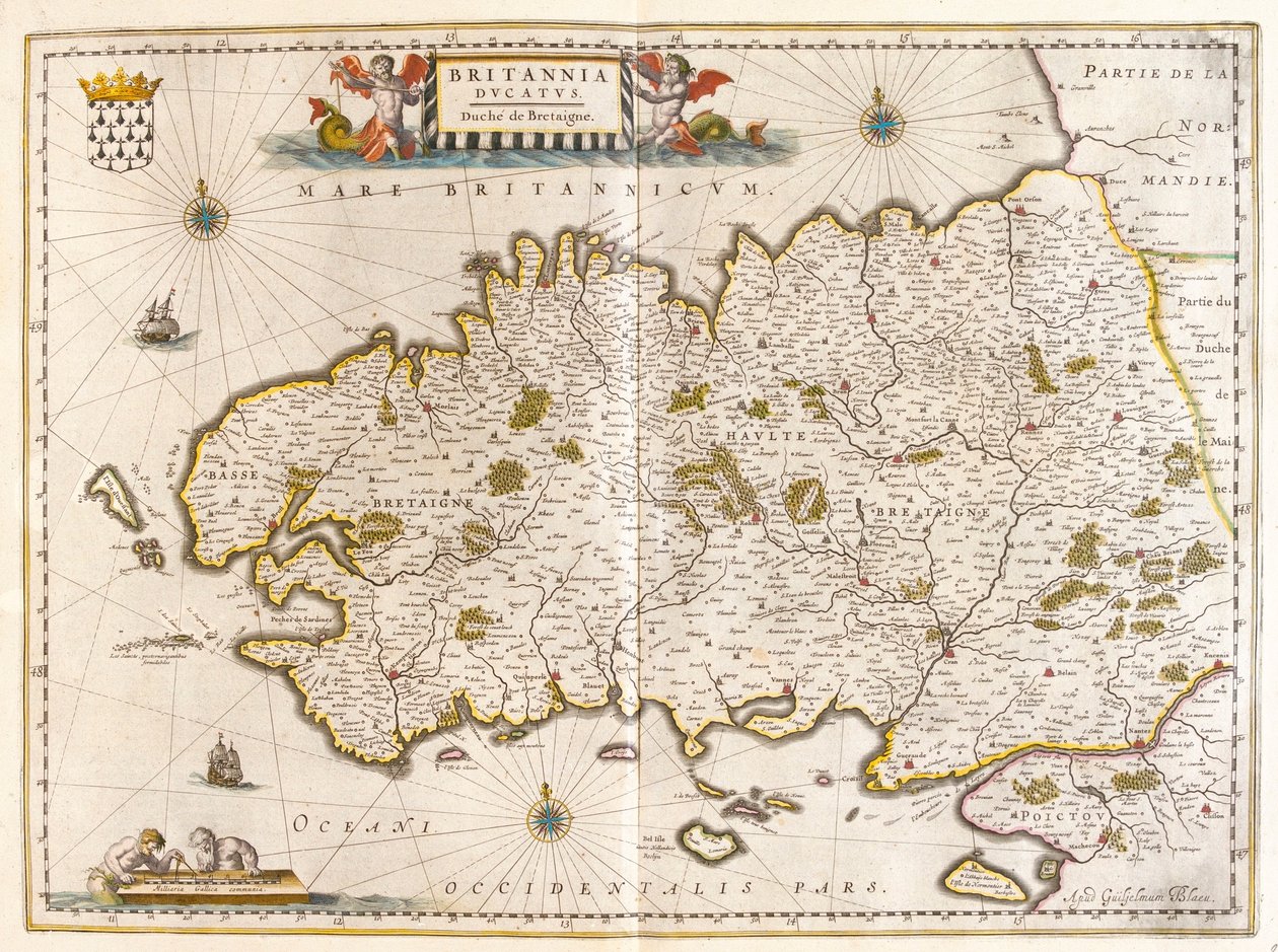 アムステルダム、ウィレム・ブラウ著『Theatrum Orbis Terrarum, sive Atlas Novus』所収のブルターニュ。 作： ウィレム・ブルー