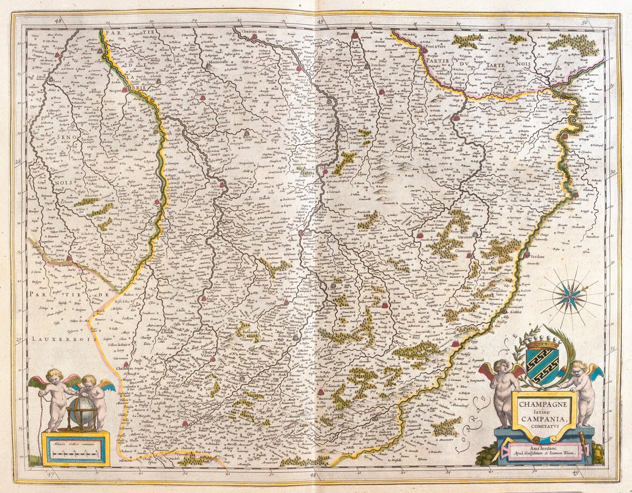 アムステルダム、ウィレム・ブラウ作『Theatrum Orbis Terrarum, sive Atlas Novus』所収のシャンパーニュ。 作： ウィレム・ブルー