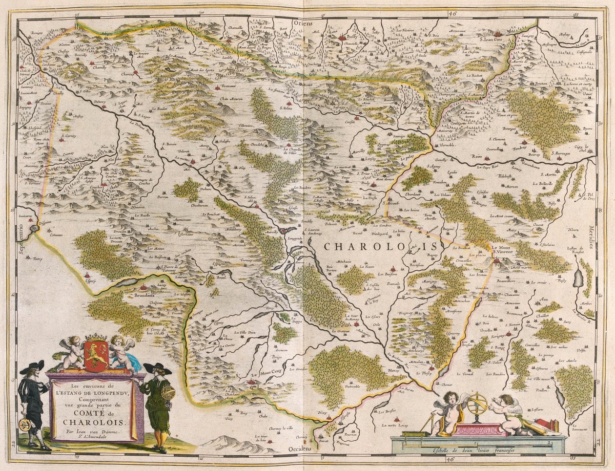 アムステルダム、ウィレム・ブラウ著『Theatrum Orbis Terrarum, sive Atlas Novus』所収のブルゴーニュ地方のシャルロワ。 作： ウィレム・ブルー