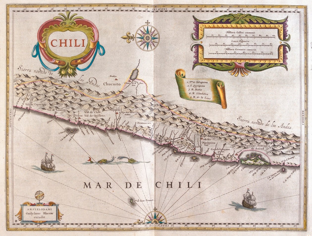 チリ、アムステルダム、ウィレム・ブラウ著『Theatrum Orbis Terrarum, sive Atlas Novus』所収 作： ウィレム・ブルー