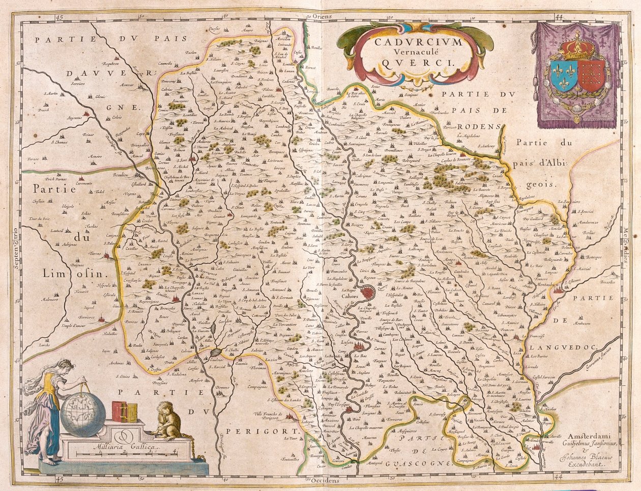 アムステルダム、ウィレム・ブラウ著「Theatrum Orbis Terrarum, sive Atlas Novus」所収、ロット川、ラングドック、ケルシー県 作： ウィレム・ブルー