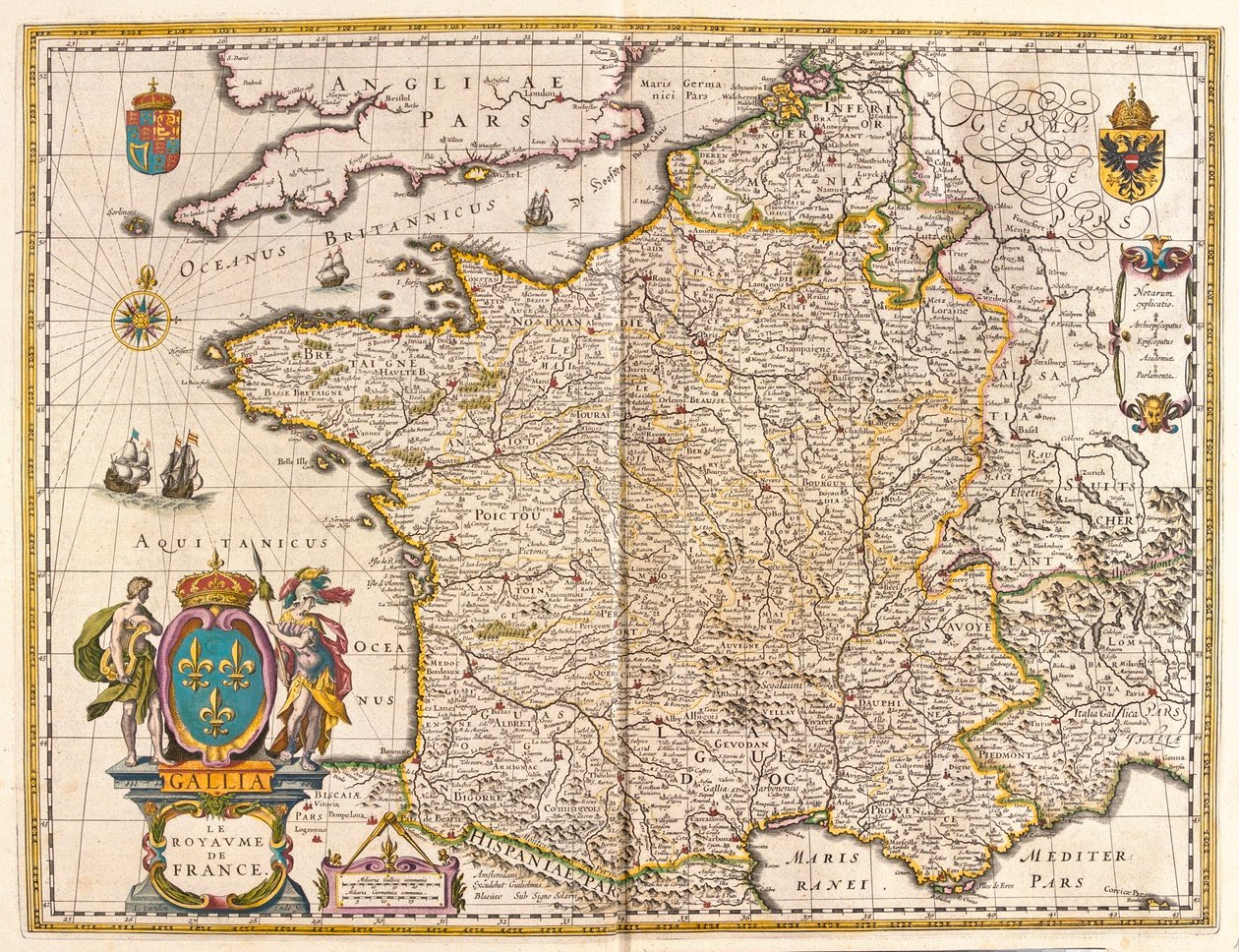 フランス、アムステルダム、ウィレム・ブラウ著『Theatrum Orbis Terrarum, sive Atlas Novus』所収 作： ウィレム・ブルー