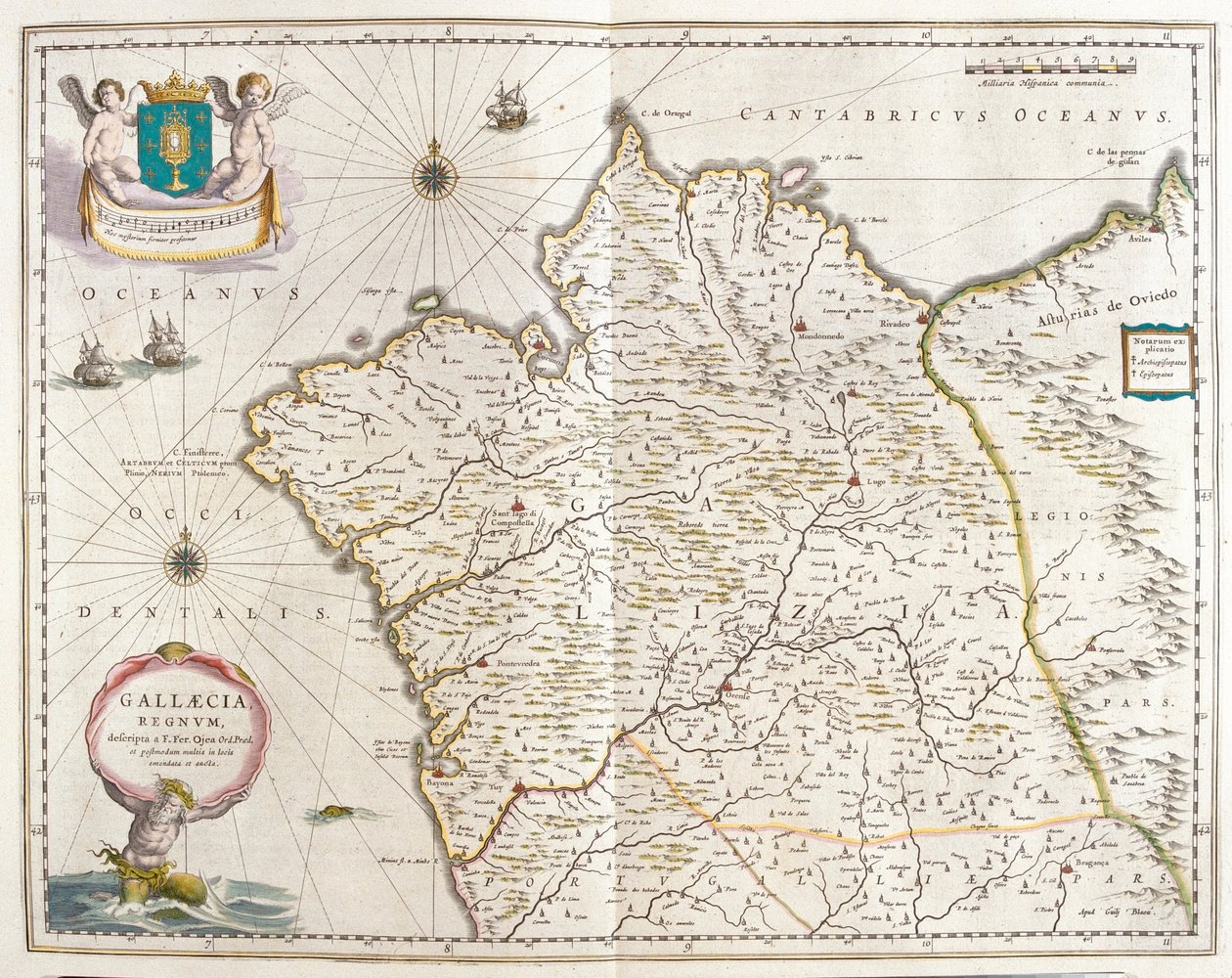 ガリシア・スペイン、アムステルダム、ウィレム・ブラウ著『Theatrum Orbis Terrarum, sive Atlas Novus』所収 作： ウィレム・ブルー