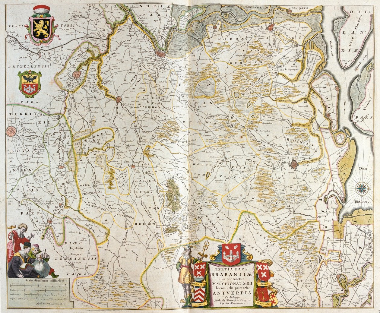 ウィレム・ブラウ著『Theatrum Orbis Terrarum, sive Atlas Novus』（アムステルダム）所収のドイツ、ベルギー、フィンランド。 作： ウィレム・ブルー