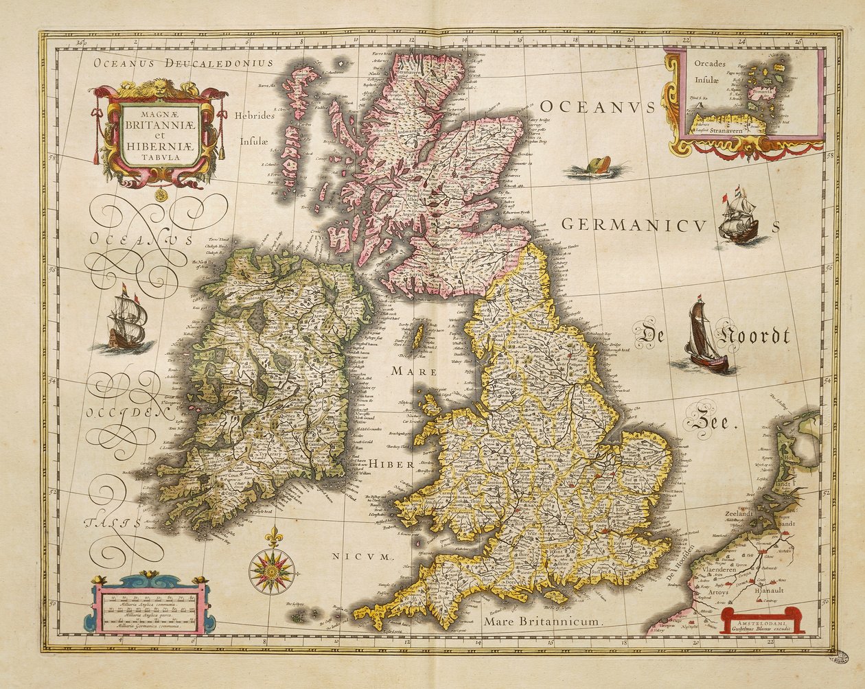 Willem Bleau作「Theatrum Orbis Terrarum」より大英帝国とアイルランド（アムステルダム 作： ウィレム・ブルー