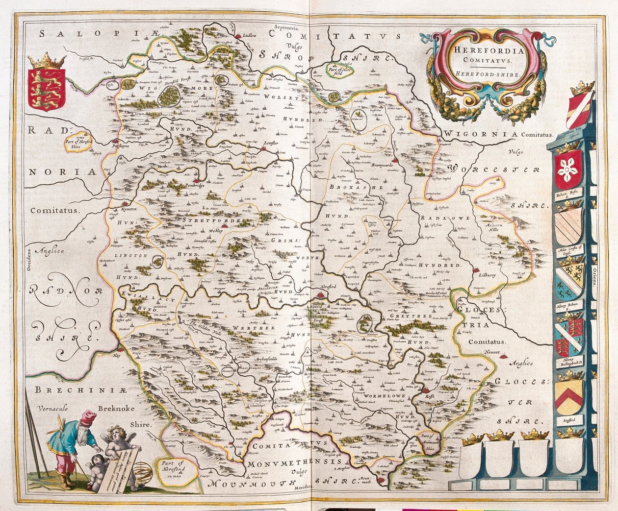 ヘレフォードシャー、アムステルダム、ウィレム・ブラウ著『Theatrum Orbis Terrarum, sive Atlas Novus』所収 作： ウィレム・ブルー