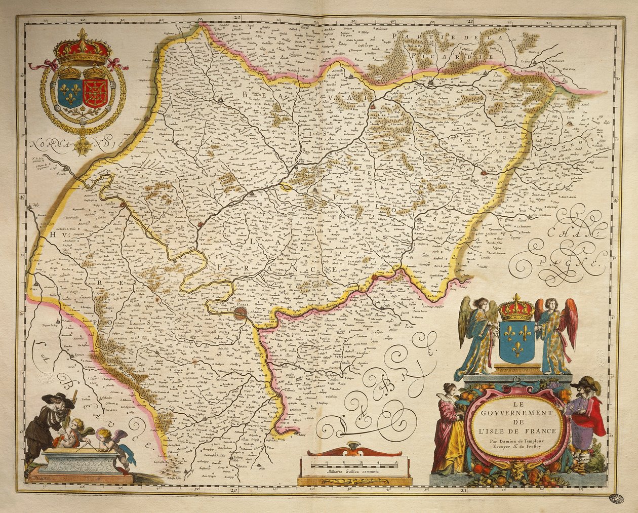 Willem Bleau作「Theatrum Orbis Terrarum」よりIle-de-France, Isle of France, アムステルダム 作： ウィレム・ブルー