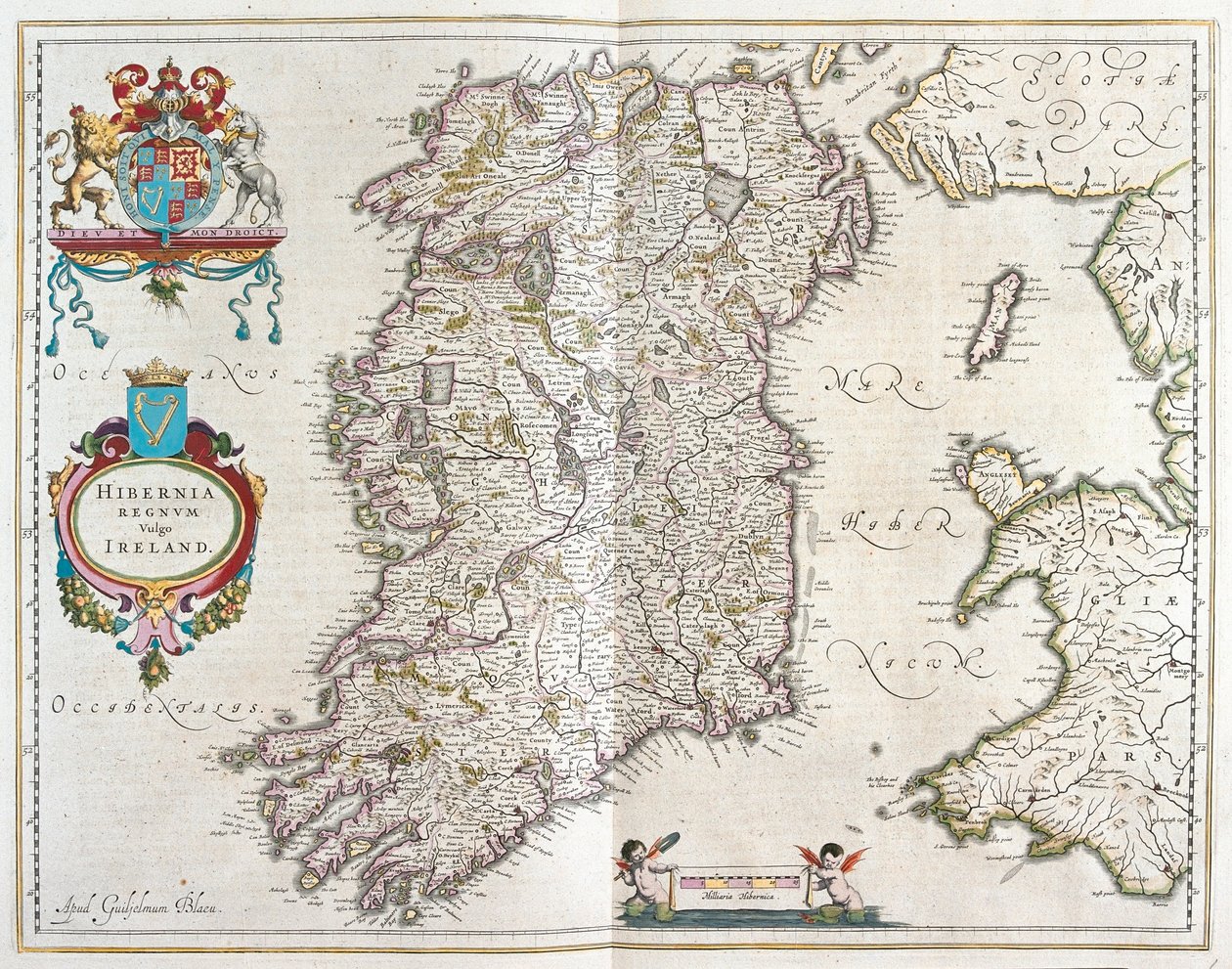 アイルランド、アムステルダム、ウィレム・ブラウ著『Theatrum Orbis Terrarum, sive Atlas Novus』所収 作： ウィレム・ブルー
