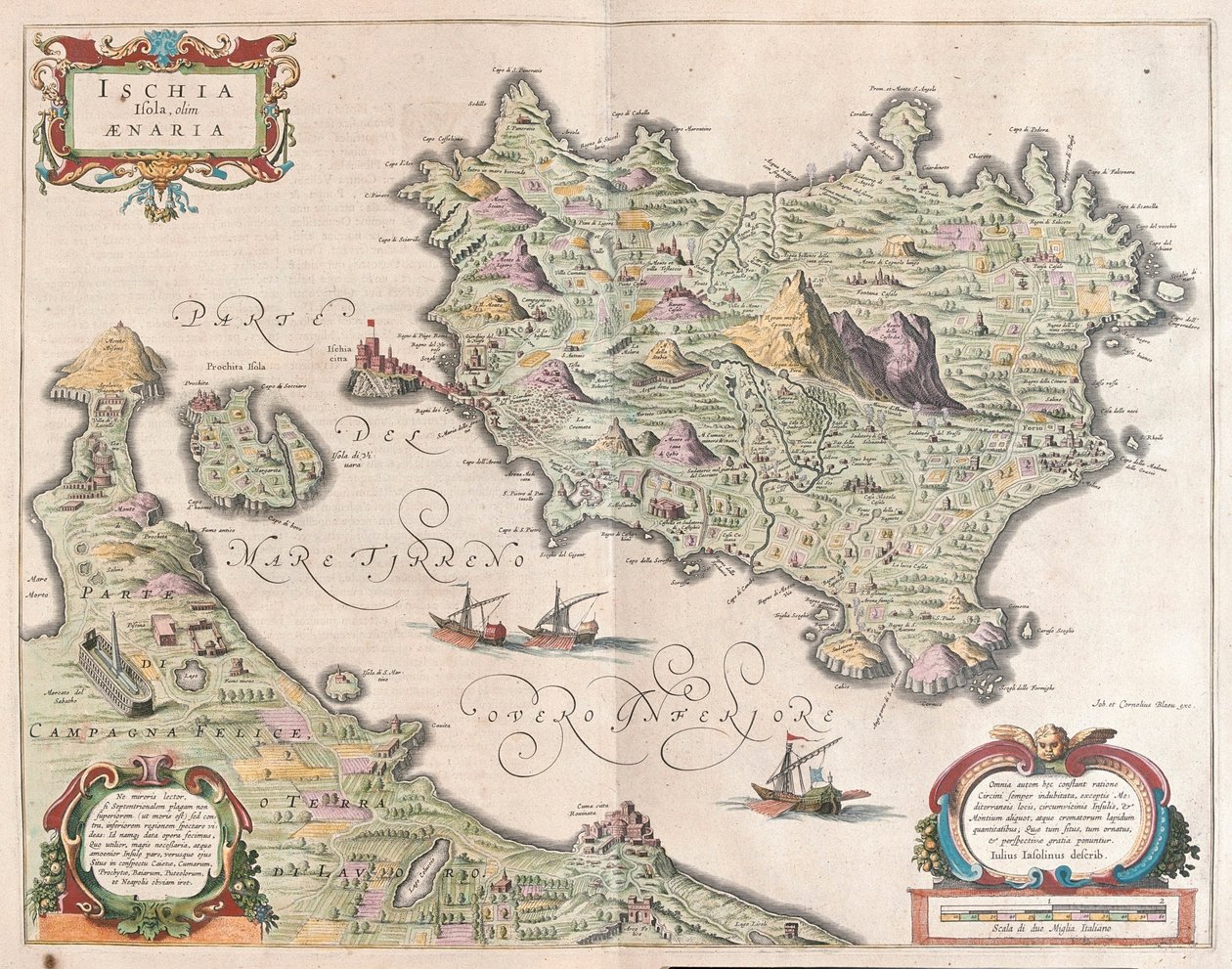 ウィレム・ブラウ作「Theatrum Orbis Terrarum, sive Atlas Novus」（アムステルダム）所収のイスキア島（イタリア 作： ウィレム・ブルー