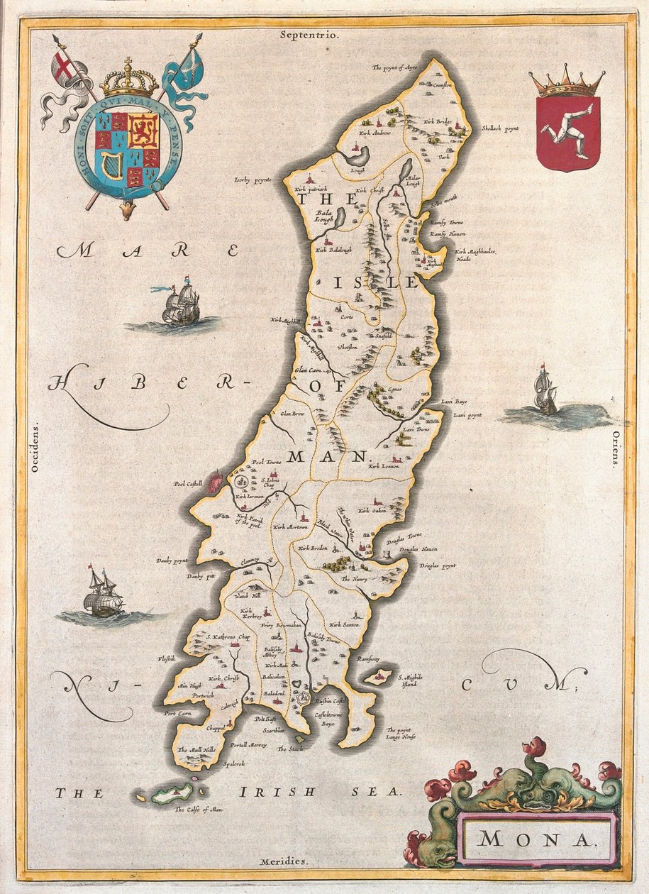 マン島、アムステルダム、ウィレム・ブラウ著『Theatrum Orbis Terrarum, sive Atlas Novus』所収 作： ウィレム・ブルー