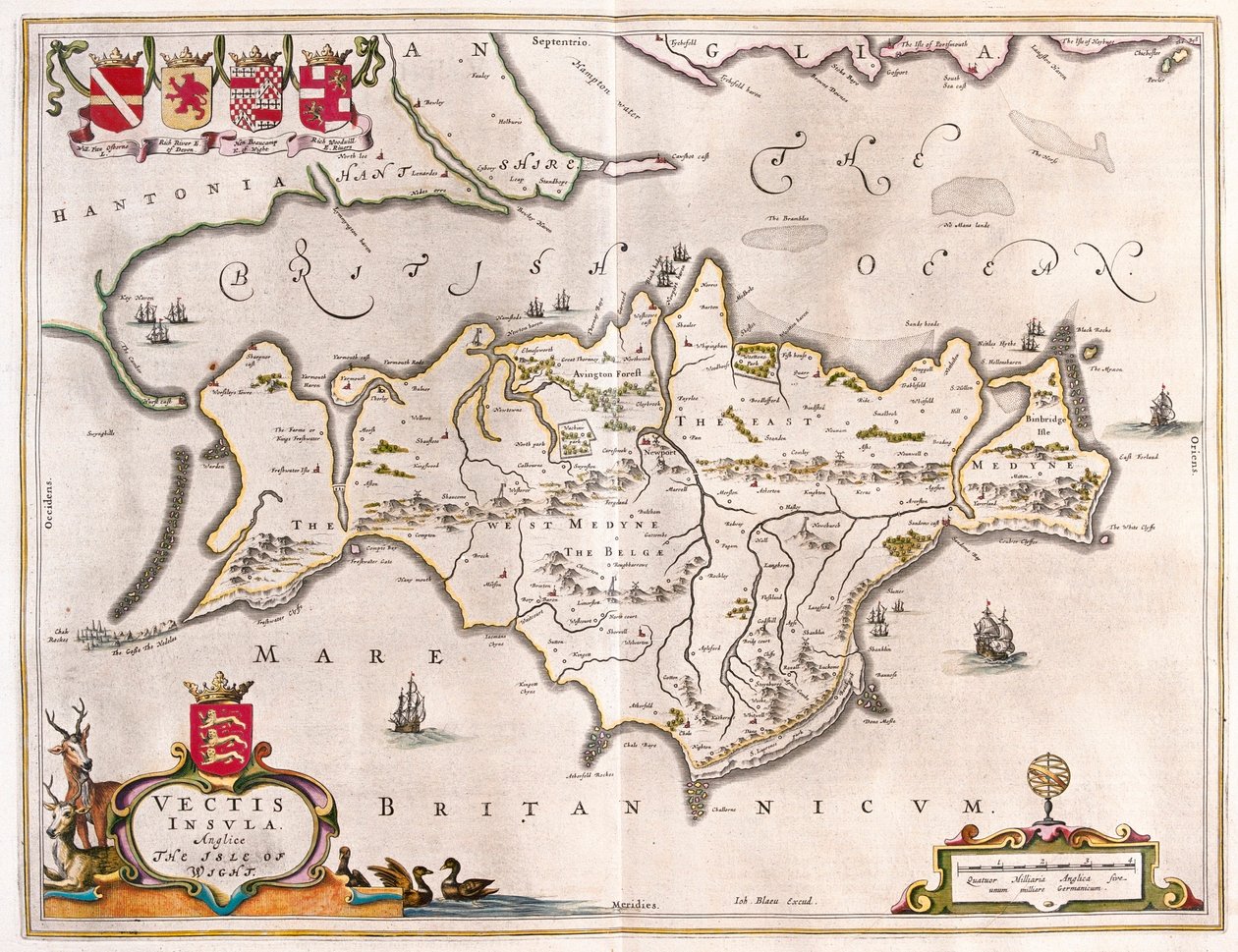 ワイト島、アムステルダム、ウィレム・ブラウ作「Theatrum Orbis Terrarum, sive Atlas Novus」所収 作： ウィレム・ブルー