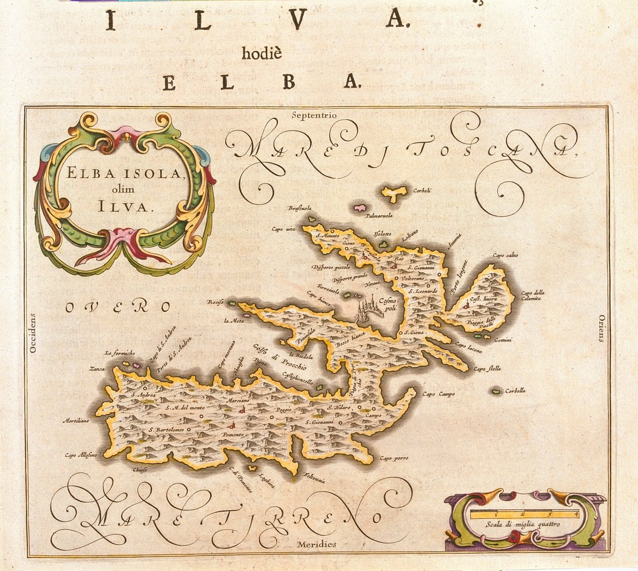 イタリア、エルベ島（アムステルダム、ウィレム・ブラウ作『Theatrum Orbis Terrarum, sive Atlas Novus』所収 作： ウィレム・ブルー