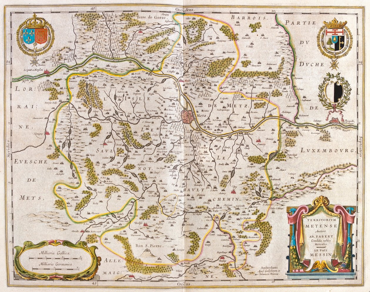 アムステルダム、ウィレム・ブラウ著『Theatrum Orbis Terrarum, sive Atlas Novus』所収のロレーヌ、メス。 作： ウィレム・ブルー