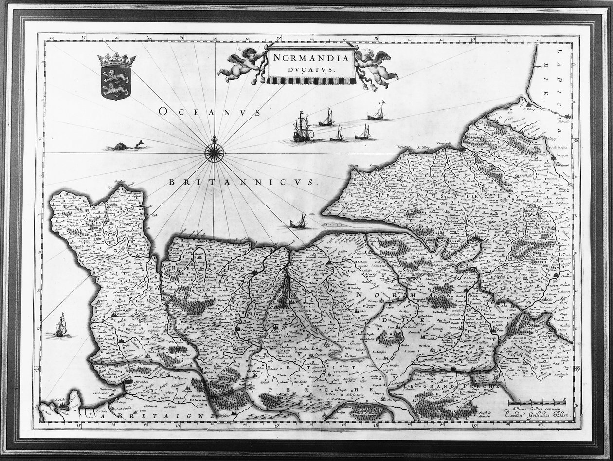 解剖学的なアトラスまたはジョンとジョーンによるアトラスの後のノルマンディーの地図 作： ウィレム・ブルー