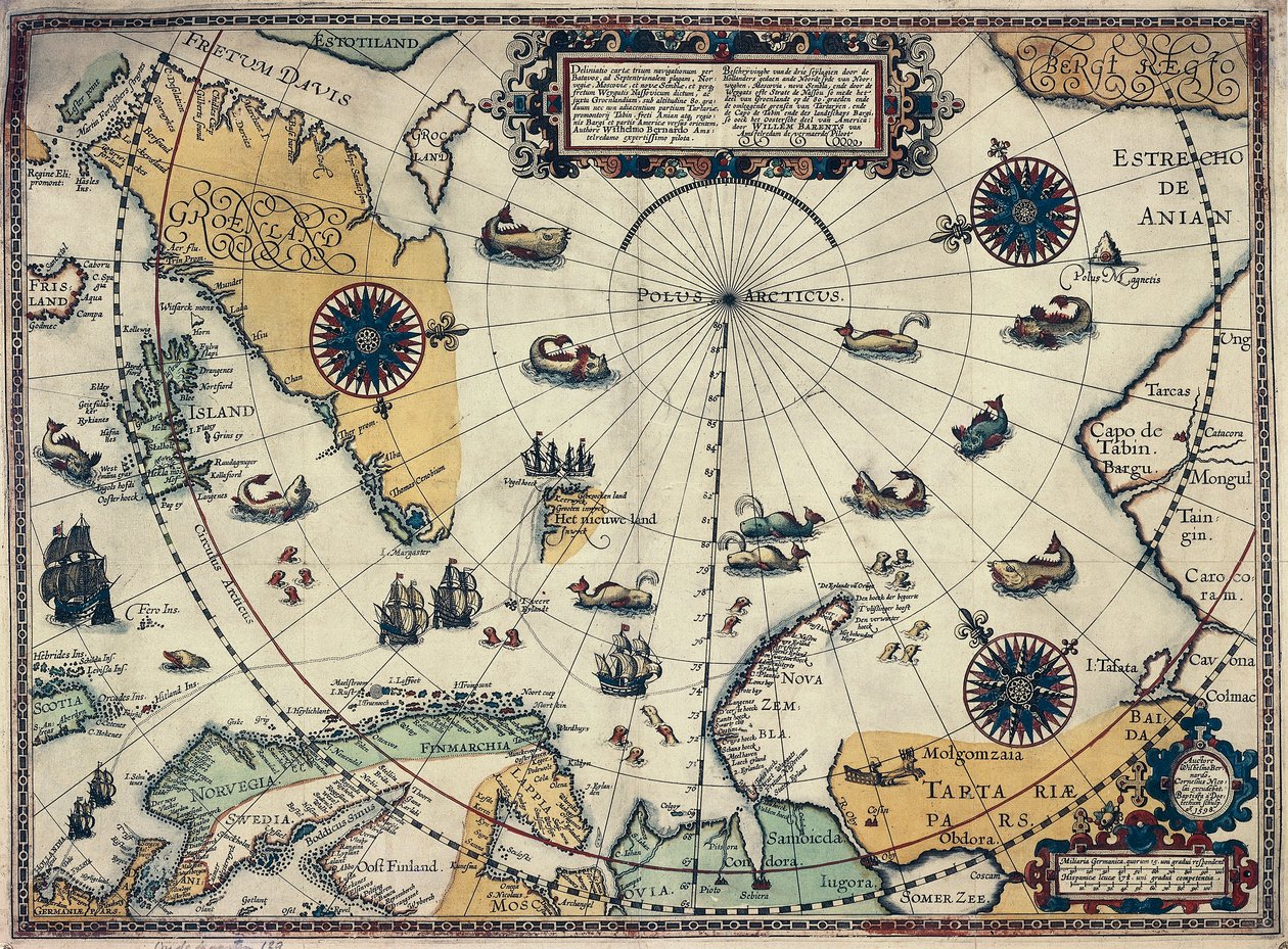 オランダ人地図製作者Willem Janszoon Blaeu（1571-1638）による極地図 作： ウィレム・ブルー