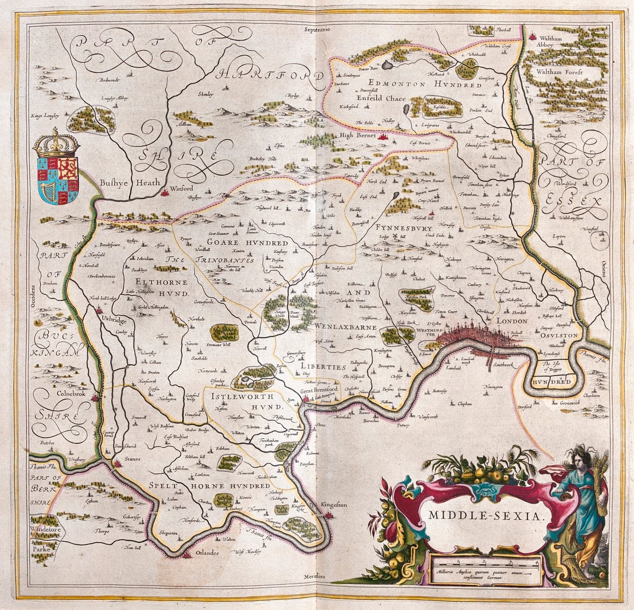 ミドルセックス、アムステルダム、ウィレム・ブラウ著『Theatrum Orbis Terrarum, sive Atlas Novus』所収 作： ウィレム・ブルー