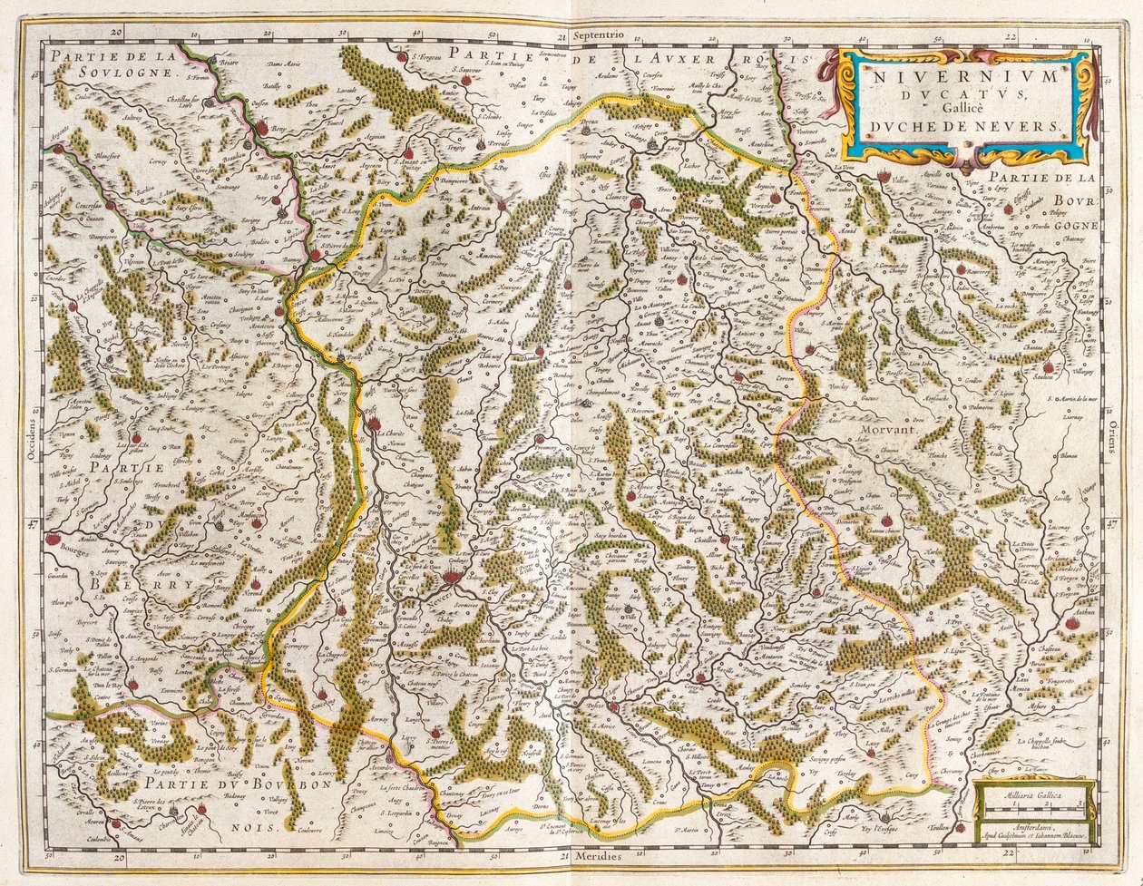 アムステルダム、ウィレム・ブラウ著『Theatrum Orbis Terrarum, sive Atlas Novus』所収のNivernais, Nievre。 作： ウィレム・ブルー