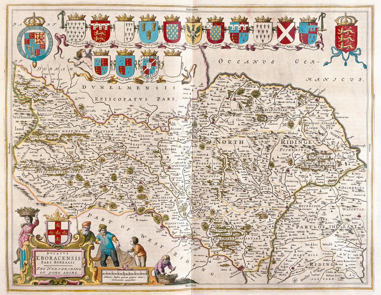 ウィレム・ブラウ作「Theatrum Orbis Terrarum, sive Atlas Novus」（アムステルダム）所収のヨークシャー北部 作： ウィレム・ブルー