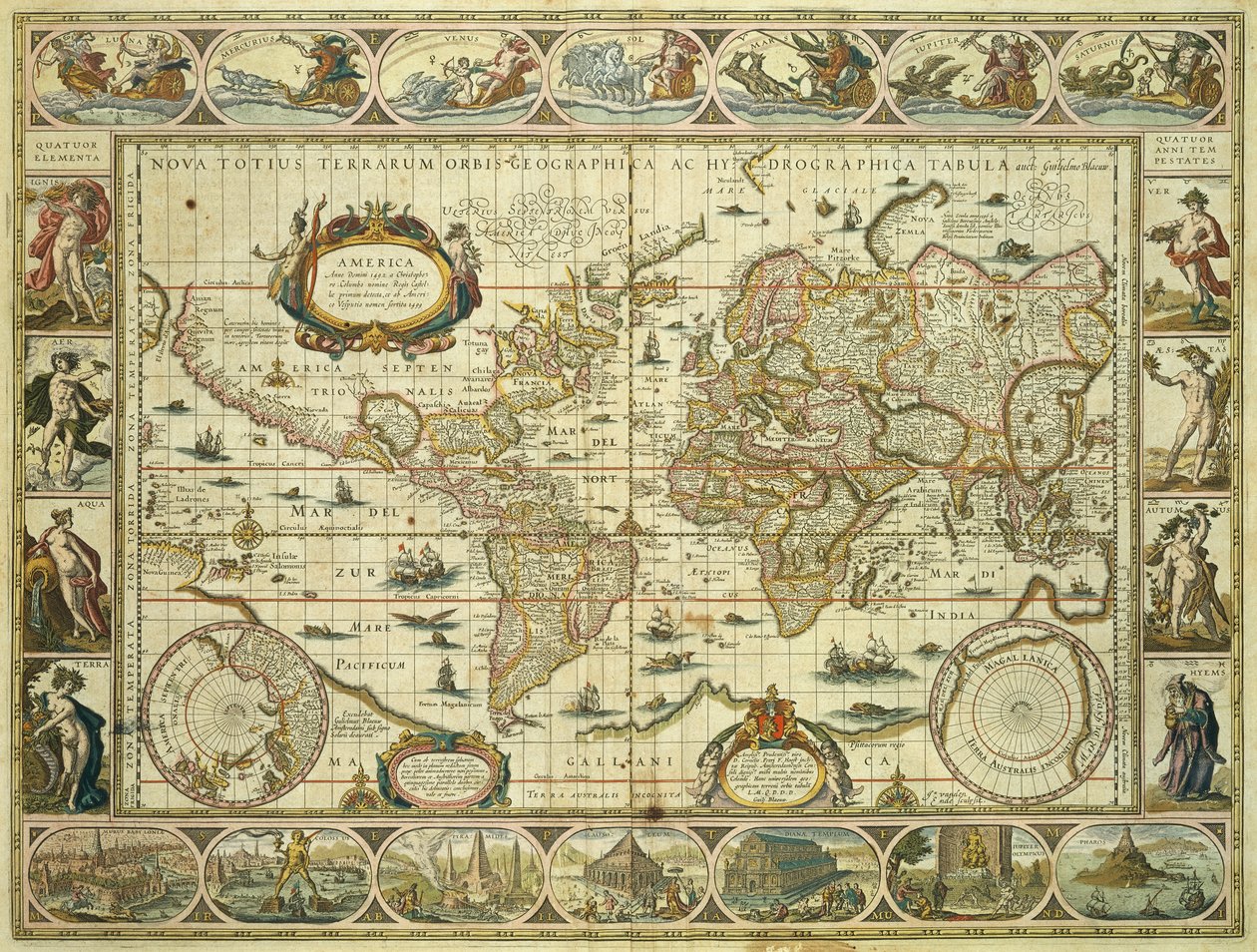 Nova Orbis Geographica ac Totius Terrarum Hydrographica, Willem Janszoon Blaeu (1571-1638), Amsterdam 作： ウィレム・ブルー