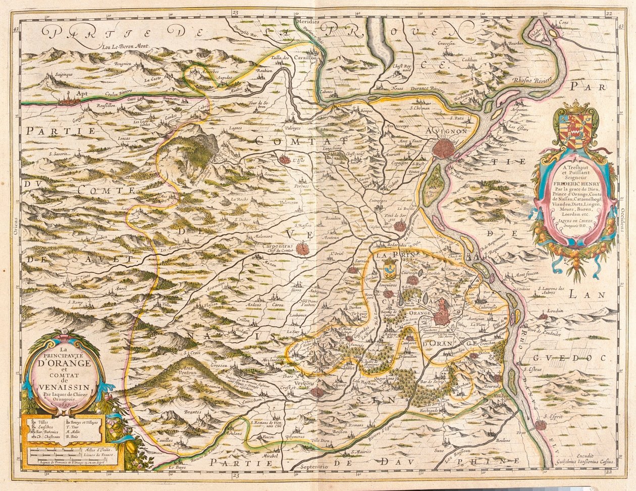 オレンジとアヴィニョン（アムステルダム、ウィレム・ブラウ作『Theatrum Orbis Terrarum, sive Atlas Novus』所収 作： ウィレム・ブルー